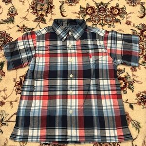 Boys Polo Ralph Lauren Short Sleeve Button Down Dress Shirt Size 5